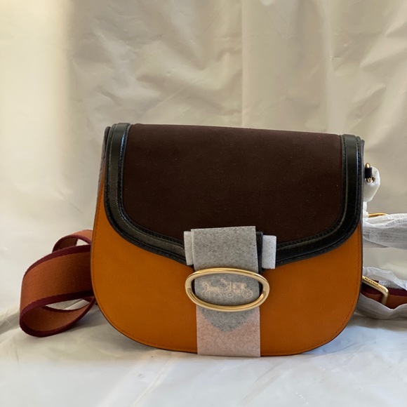 Coach Kat Saddle Bag 20 Colorblock Saffron Multi - Picture 5 of 9